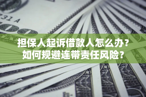 武汉担保人起诉借款人怎么办？如何规避连带责任风险？
